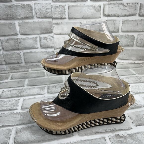 Modzori Reversible Tita 4 Women's Size 10 Black and Silver Wedge 2 in 1 Sandals - Picture 3 of 14